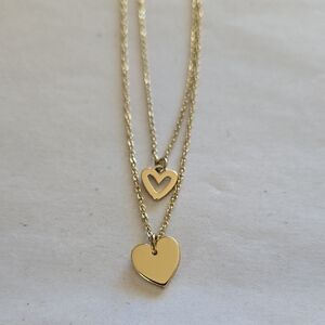 Double Heart Gold Filled Necklace
